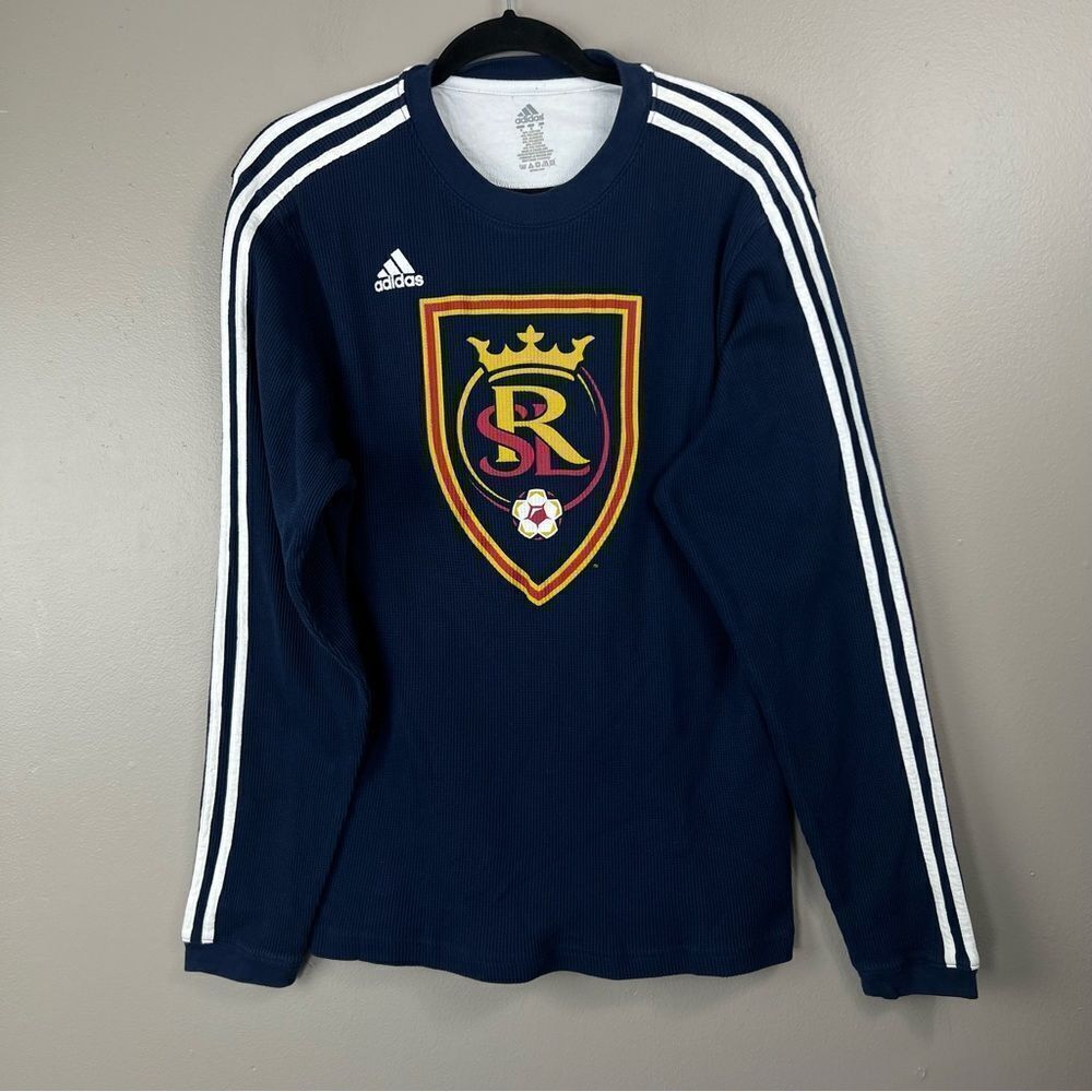 Adidas Mens Real Salt Lake Soccer Climalite Ultimate Tee Medium Long Sleeve Blue